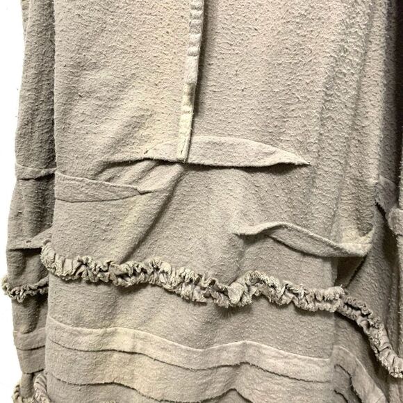 Krista Larson 100% Cotton Midi Tan Tank Dress Womens One Size Gathered Hem - Picture 9 of 9